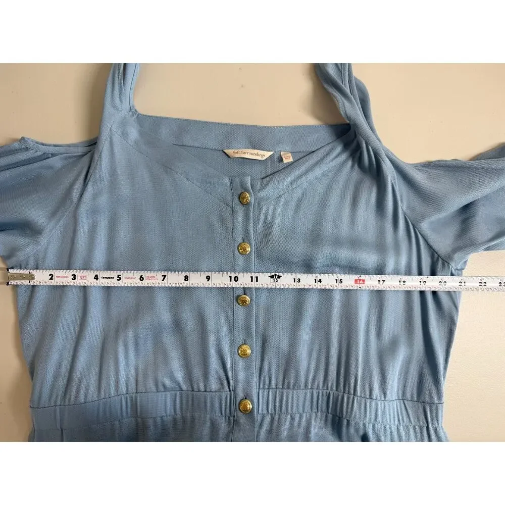 NWOT Soft Surroundings Tencel High Low Maxi Dress Size XL Button Front Pockets - Picture 8 of 12